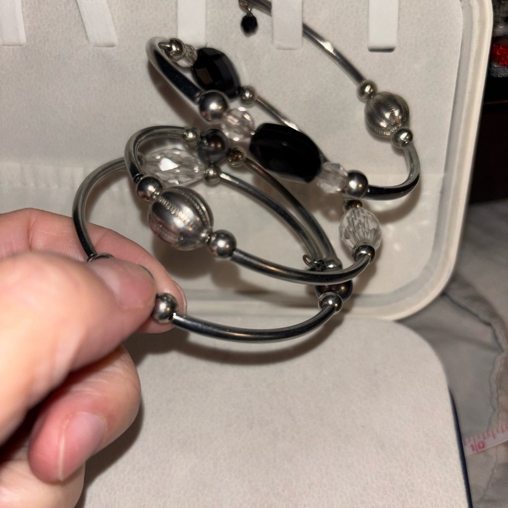 Silver and Black spiral bracelet